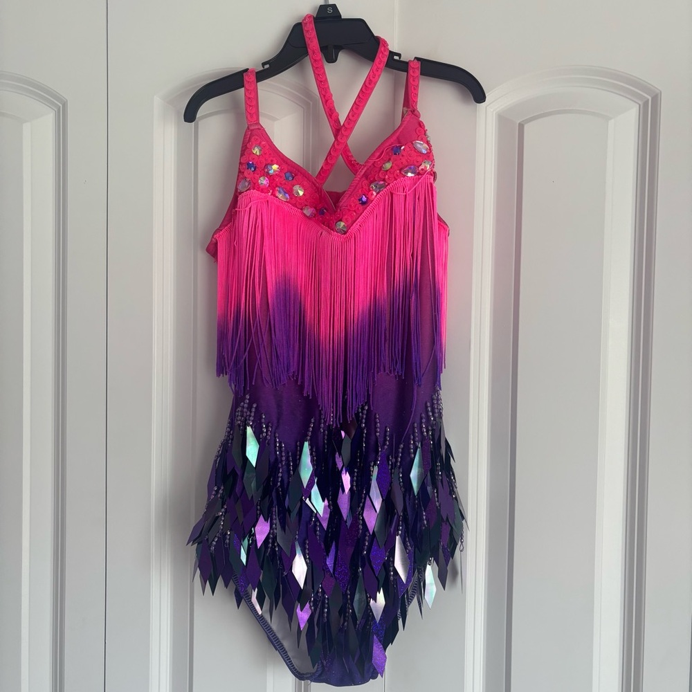 Glamour Pink/Purple Embellished Fringe Costume-XLC